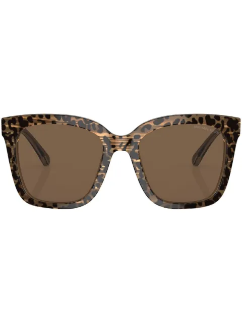 Michael Kors leopard-print square-frame sunglasses Brown MK2163391773
