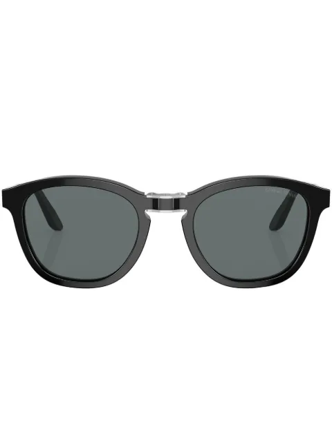 Giorgio Armani logo-print round-frame sunglasses Black AR817058754N