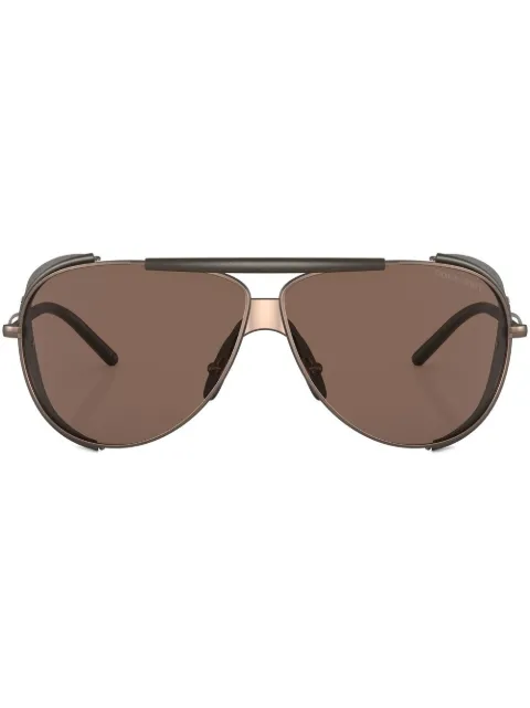 Giorgio Armani double-bridge pilot-frame sunglasses Metallic AR6139Q