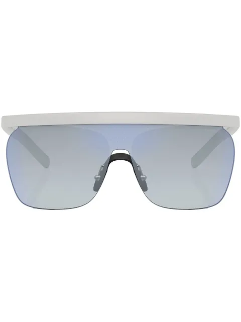 Giorgio Armani logo-print shield-frame sunglasses White AR81695344D6