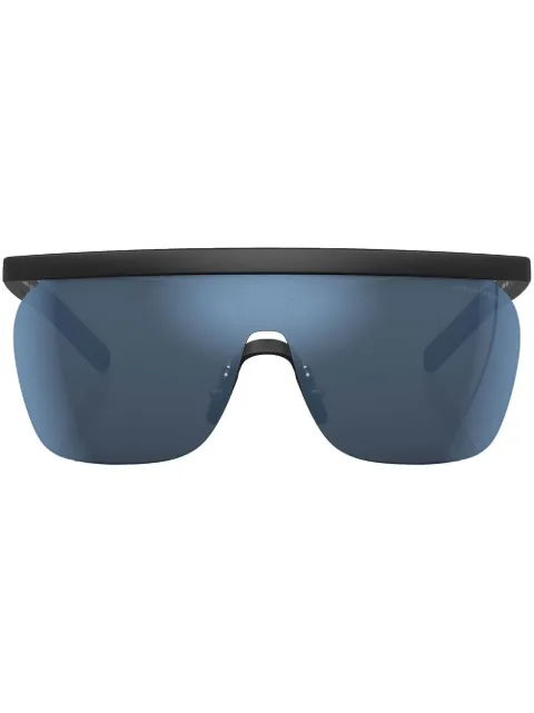 Giorgio Armani logo-print shield-frame sunglasses Black AR8169504255