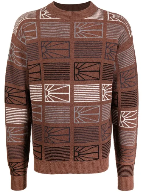 RASSVET intarsia-knit ribbed-trim jumper Brown PACC11N003