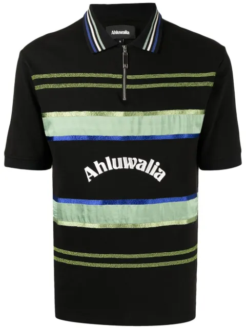 Ahluwalia logo-print zip-up polo shirt Black MAHLUTO005AW22FA37BL