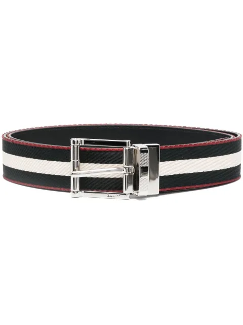 Bally striped buckle-fastening belt Black 600057