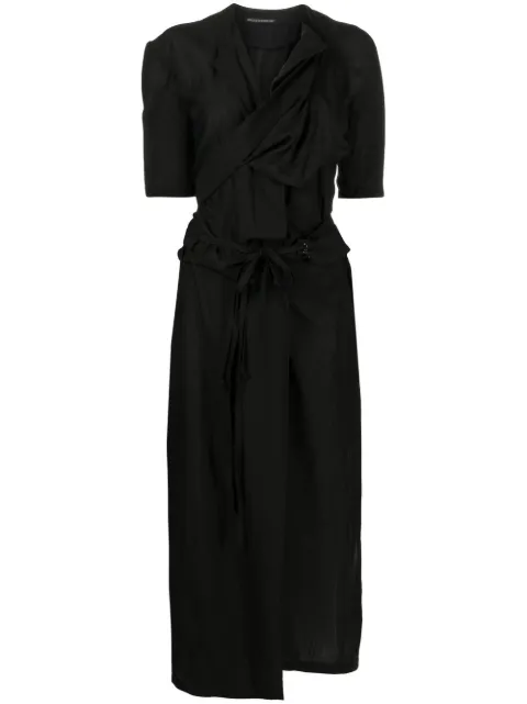 Yohji Yamamoto belted short-sleeve coat Black FGC032071