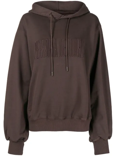 Juun.J slogan drawstring hoodie Brown JW1X41W51D