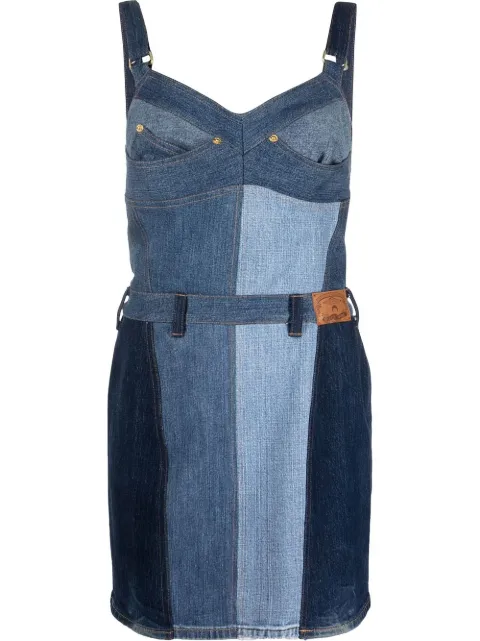 Marine Serre regenerated denim minidress Blue D184SS23WUDENCO0005
