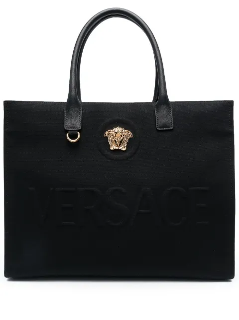 Versace La Medusa large canvas tote Black 10047411A03095