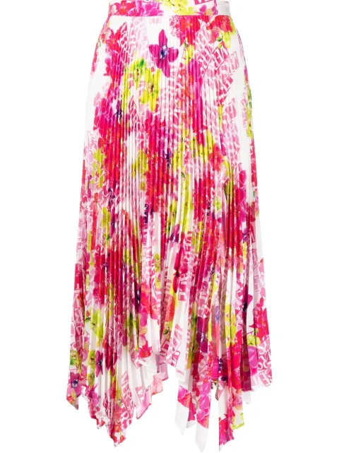 Versace floral-print pleated skirt White 10087431A06392