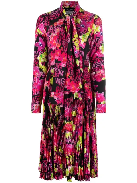 Versace floral-print midi dress Black 10087411A06619