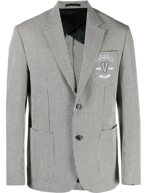 Versace logo embroidery houndstooth blazer Black 10081141A06178