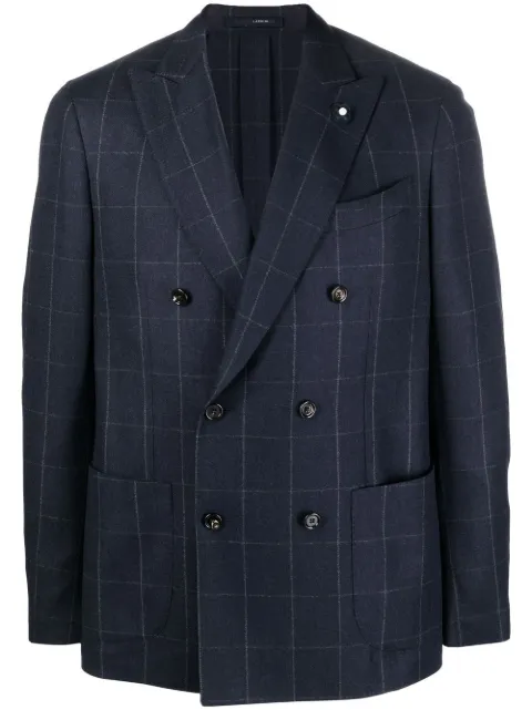 Lardini double-breasted checked blazer Blue IR660AEIRS59434