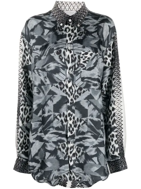 Pierre-Louis Mascia abstract-print silk shirt Grey 11528506870