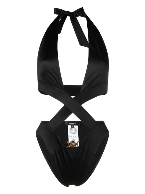 Versace Medusa tie-fastening one-piece Black 10086591A06208