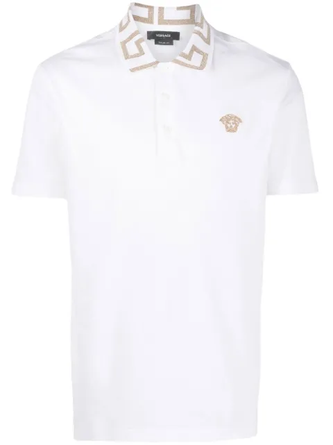 Versace embroidered cotton piqué polo White A874021A06199
