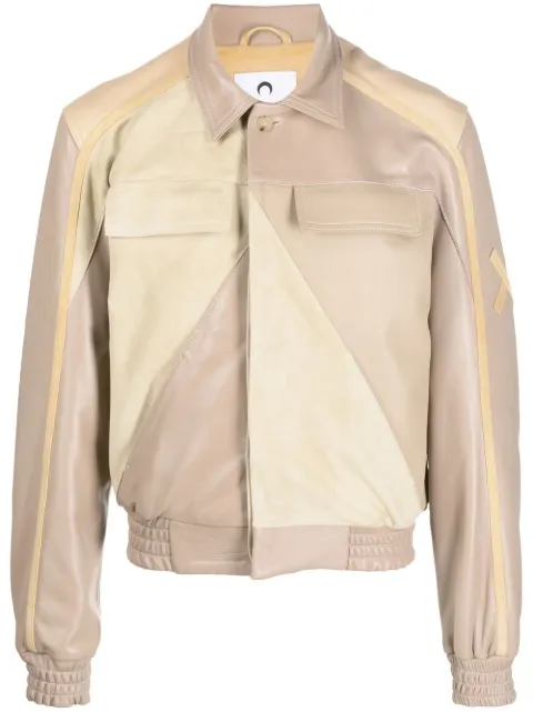 Marine Serre patchwork deadstock leather jacket Neutrals J105SS23MULEALE011