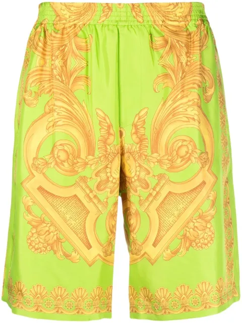 Versace Barocco 660 silk shorts Green 10024761A05710