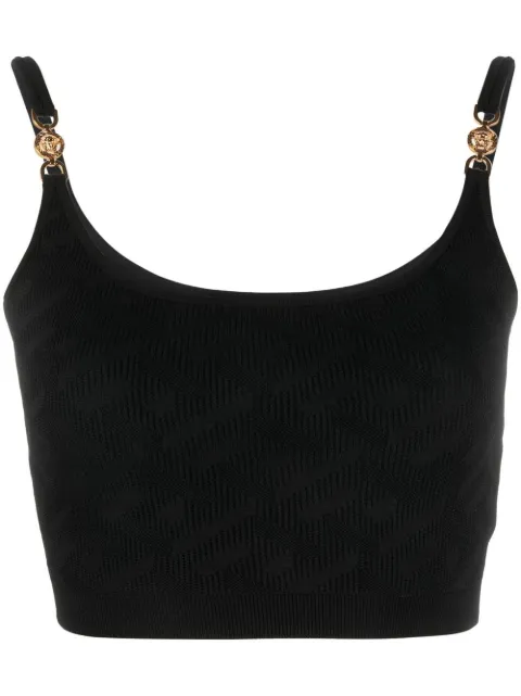 Versace La Greca Medusa '95 knitted crop top Black 10087891A05236