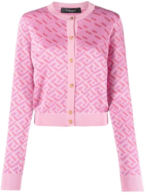 Versace La Greca monogram cardigan Pink 10090391A05143