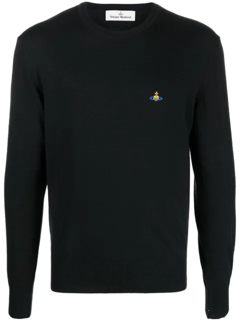 Vivienne Westwood Orb-embroidered fine-knit jumper Black 2701000CY000E