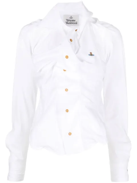Vivienne Westwood draped Orb-embroidered shirt White 1501000CW009Q