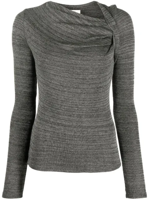 MARANT ÉTOILE ruched-neck knitted top Grey TS085322A042E