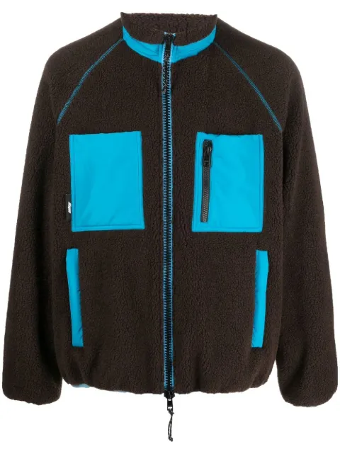 MSGM logo-patch fleece jacket Brown 3340MH08Y227501
