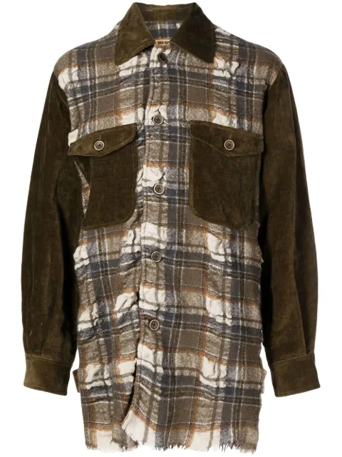 Uma Wang Juan panelled plaid jacket Green UM6546