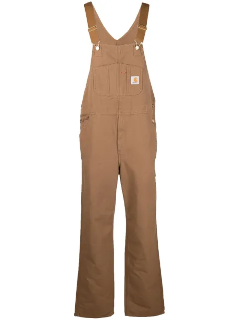 Carhartt WIP logo-patch straight-leg dungarees Brown I026462
