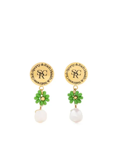 Sporty & Rich pearl resin drop earrings Green AC462PE