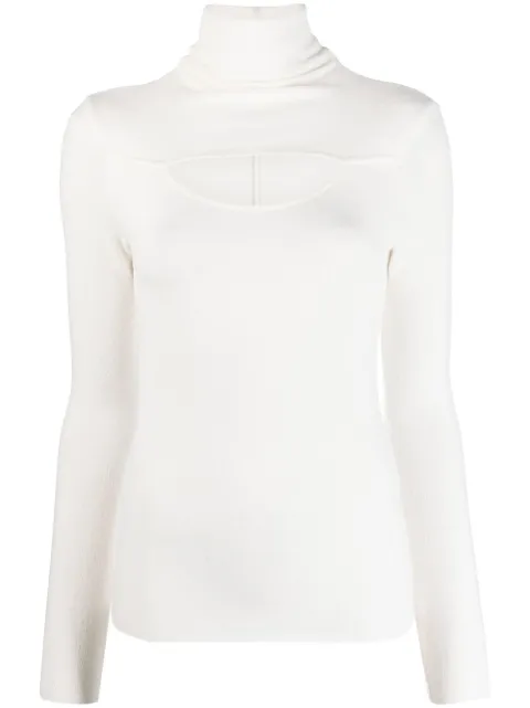Thom Krom cut-out roll neck long sleeve shirt White WTS465