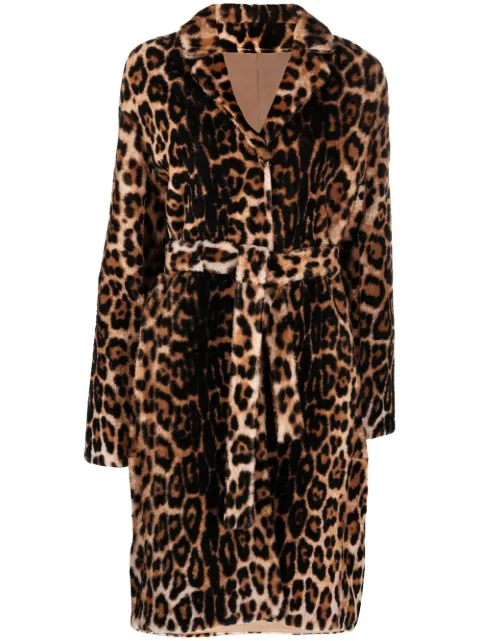 Yves Salomon leopard print belted coat Brown 23WYM60398MERL