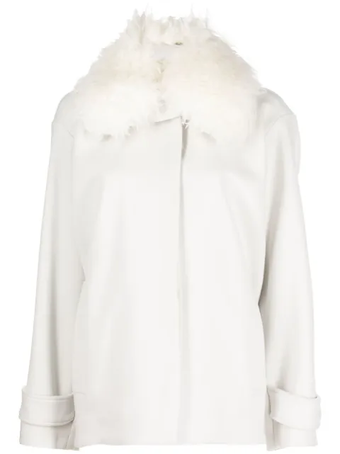 Stella McCartney faux-fur collar wool coat Neutrals 660010SPB11