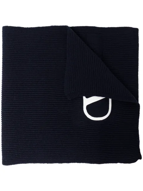 Valentino Garavani VLogo Signature ribbed-knit scarf Black WET00NLZC