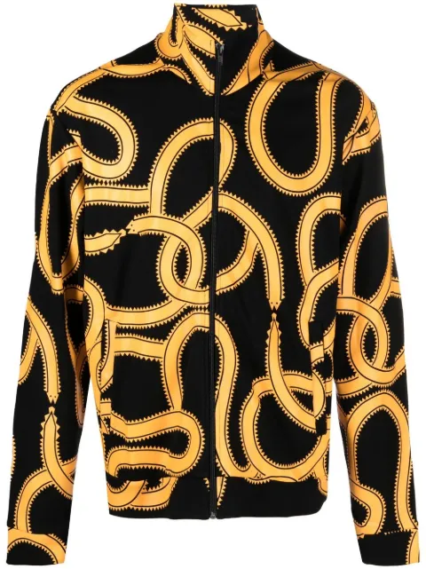 COUNTY OF MILAN snake-print zip-up jacket Black CMBD007F22JER0011016