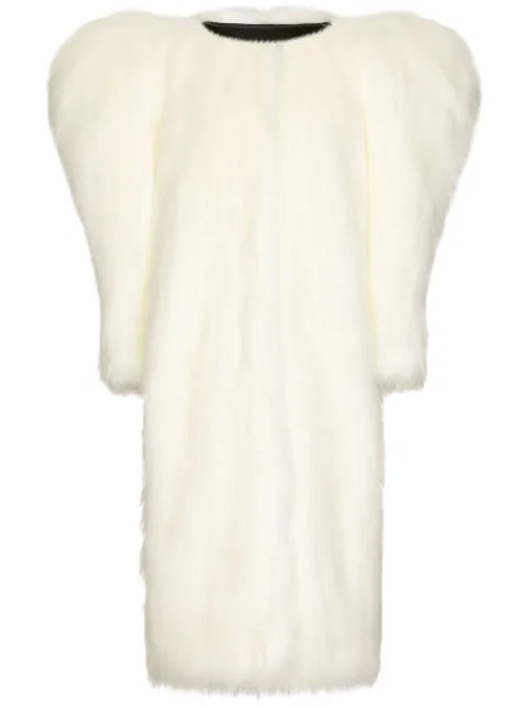 Dolce & Gabbana butterfly-shoulder faux-fur coat White F0C3LFFUST8