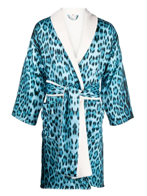 Roberto Cavalli leopard-print robe Blue QRH00S7NF53
