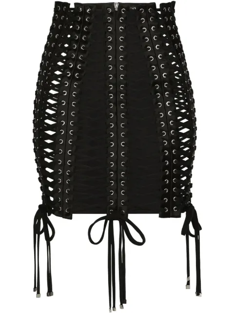 Dolce & Gabbana eyelet-embellished miniskirt Black F4CIRTGDA6L