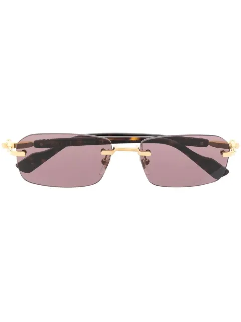 Gucci Eyewear rimless rectangle-frame sunglasses Brown GG1221S002
