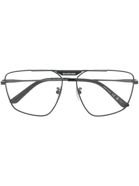 Balenciaga Eyewear polished-effect pilot-frame glasses Black BB0246SA