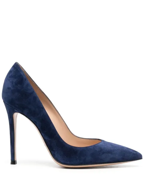 Gianvito Rossi 105mm pointed suede pumps Blue G2847015RICCAM