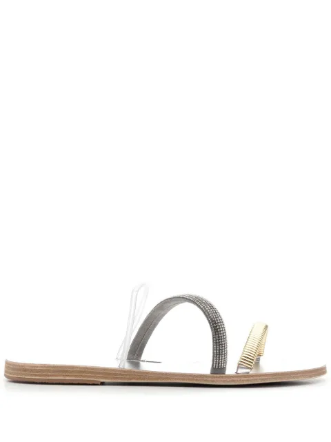 Ancient Greek Sandals open-toe flat sandals Silver POLYTIMICHAINDIAMANTESTRAPSILVER