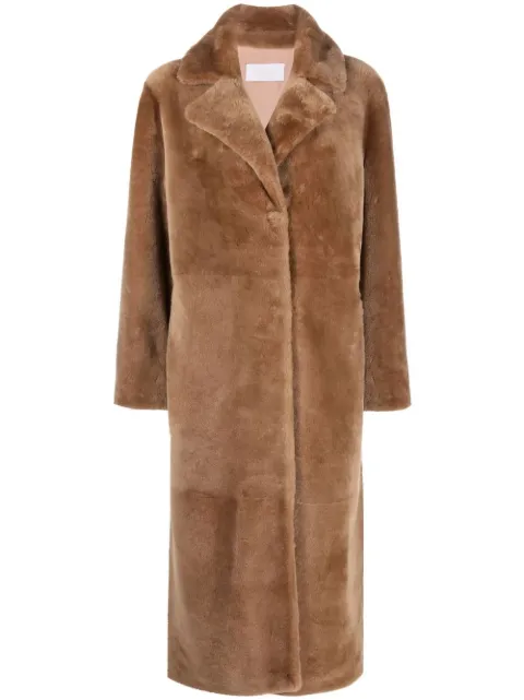 Yves Salomon long merino coat Brown 9WMM61820MER4
