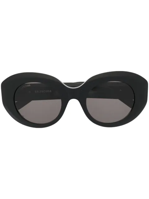 Balenciaga Eyewear logo-plaque round-frame sunglasses Black BB0235S