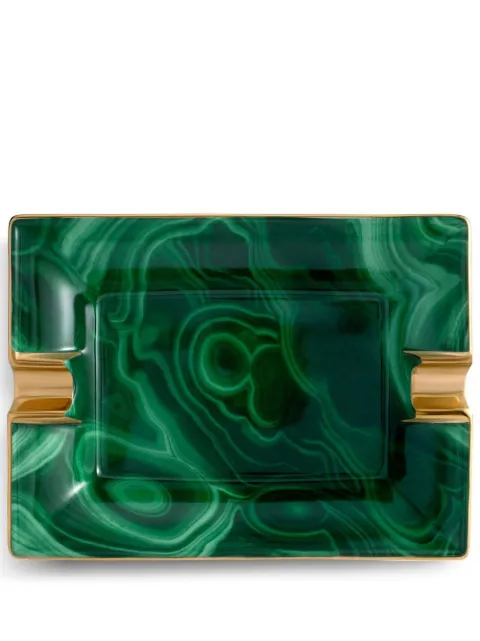 L'Objet Malachite porcelain ashtray Green ML792