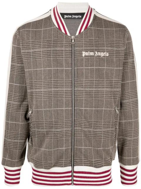 Palm Angels checked bomber jacket Brown PMBD035F22FAB0016003