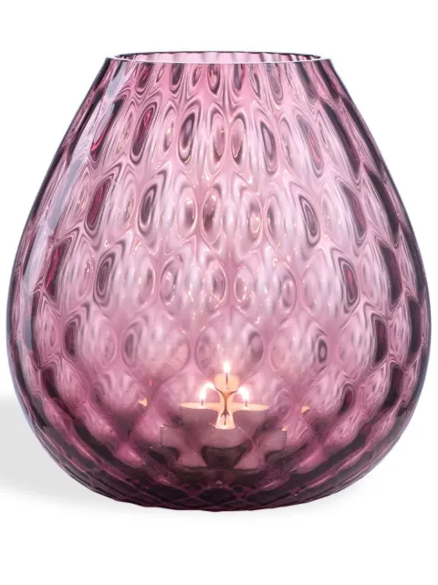 NasonMoretti Macramé glass candle holder Pink MACRAMEIG