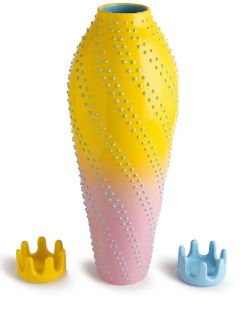 Nuove Forme textured curved ceramic vase Yellow RIC1
