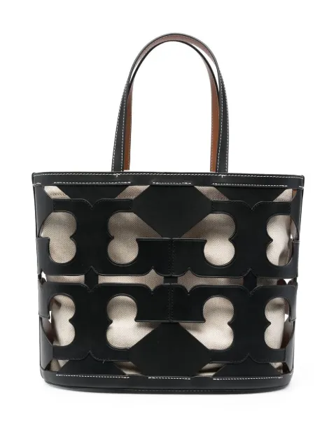 Tory Burch Cutout Logo leather tote bag Black 134575