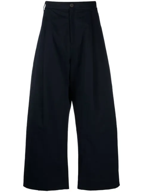 Studio Nicholson wide-leg high-waisted trousers Black SORTESNM1248PEACHEDCOTTONTWILLDARKNAVY